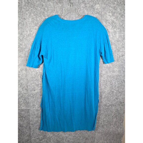 Vilebrequin A-Line Long Dress Kaftan Blue Linen Lagenlook 3/4 Sleeve Size S / M - Picture 6 of 8